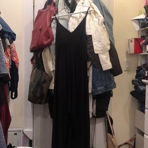 Black Cotton aqua high low dress